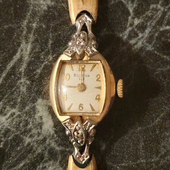 Bulova N2 10k rolled gold watch with diamonds. - Picture 1 of 4